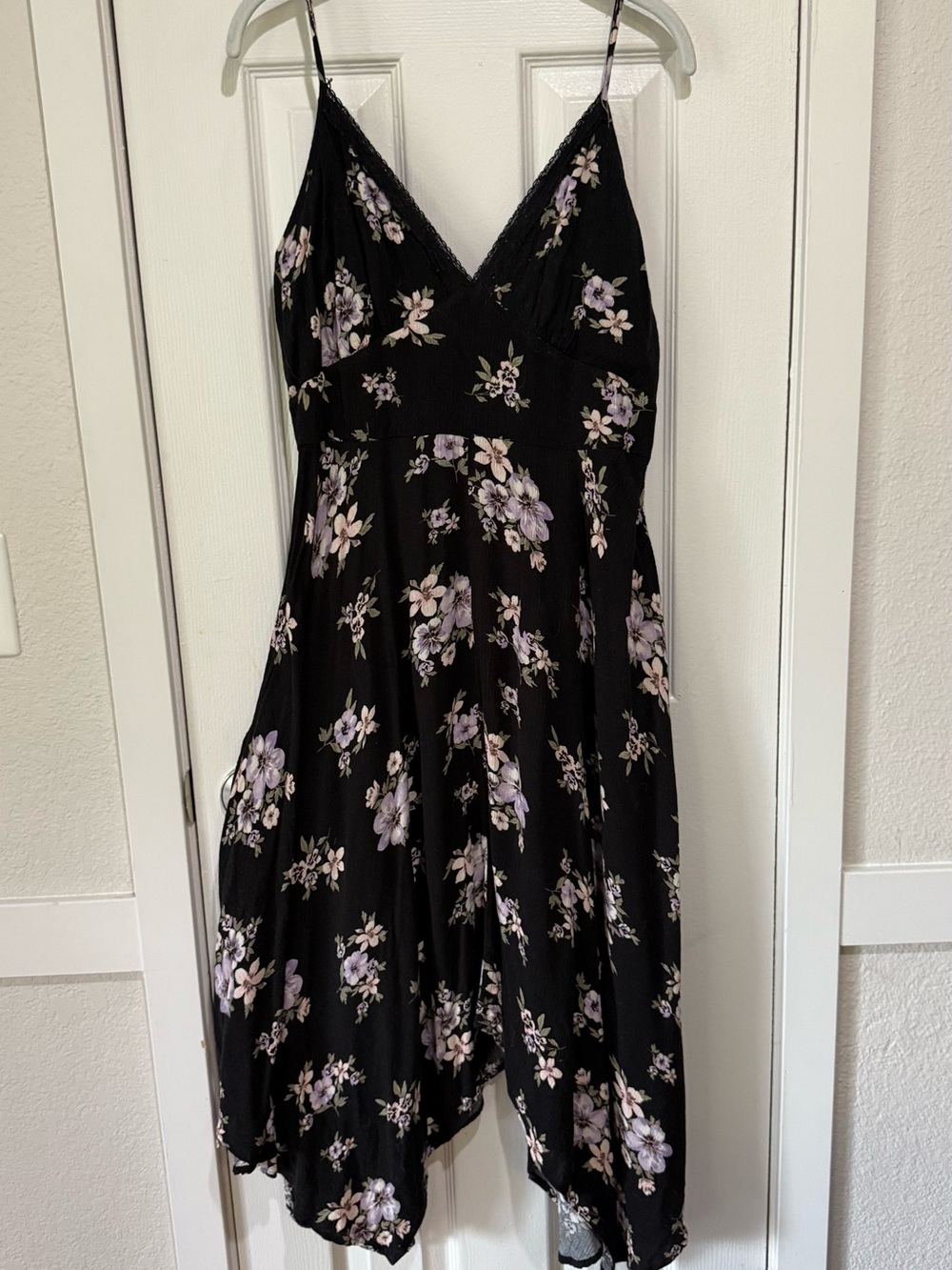 Maurices Black Midi Dress with Lilac & Cream Floral Print